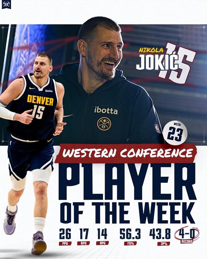 约基奇三双领跑联盟 塔图姆复出首获周最佳