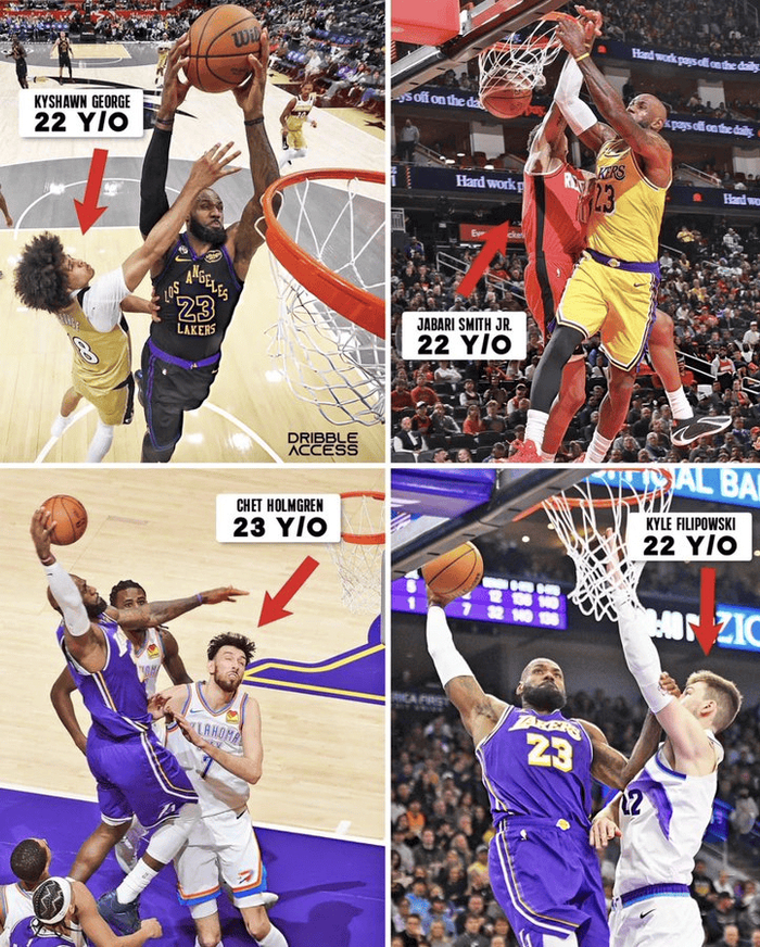 詹姆斯本赛季暴扣年轻球员展现统治力